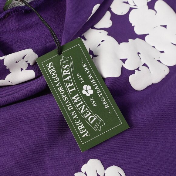 Denim Tears Kapok Purple Embossed Print Hooded Cotton Sweatshirt - Picture 4 of 8